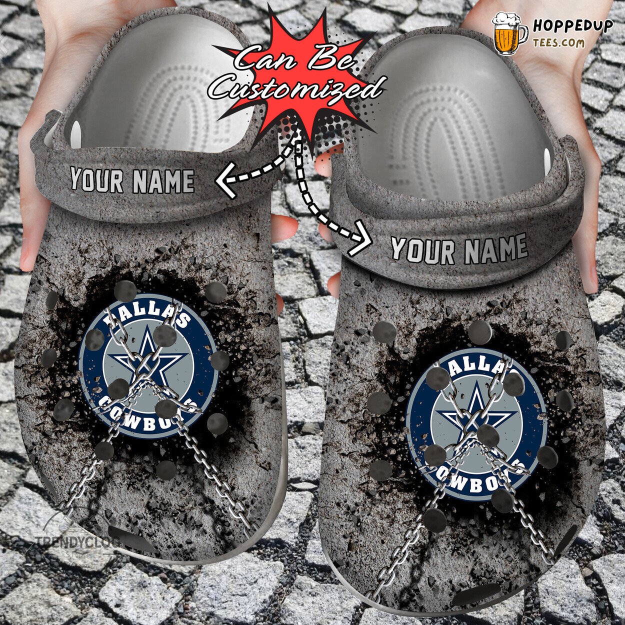 Football DCowboys Chain Wall Breaking Personalized Clog Shoes Design