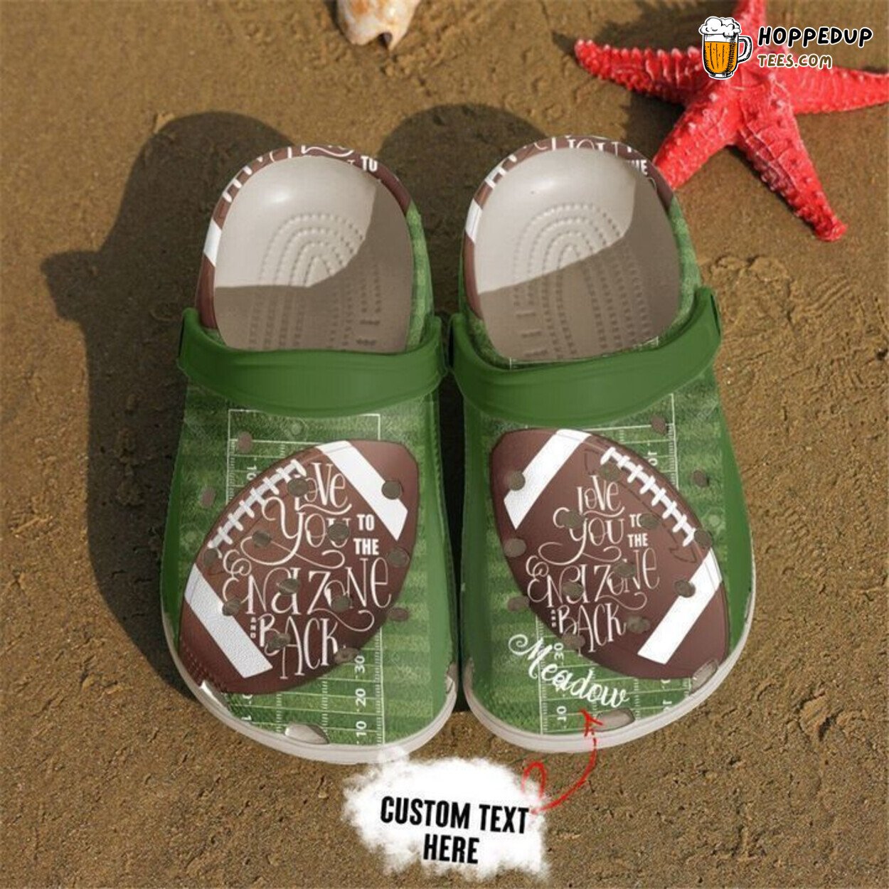 Football End Zone Love Themed Classic Comfortable Unique Clogs