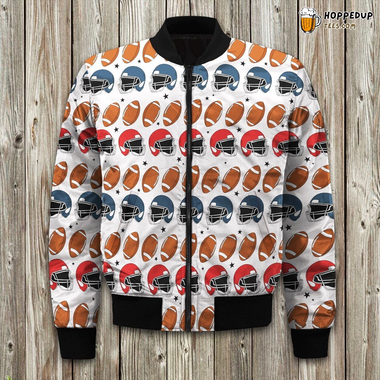 Football Items Pattern Sports Bomber Jacket