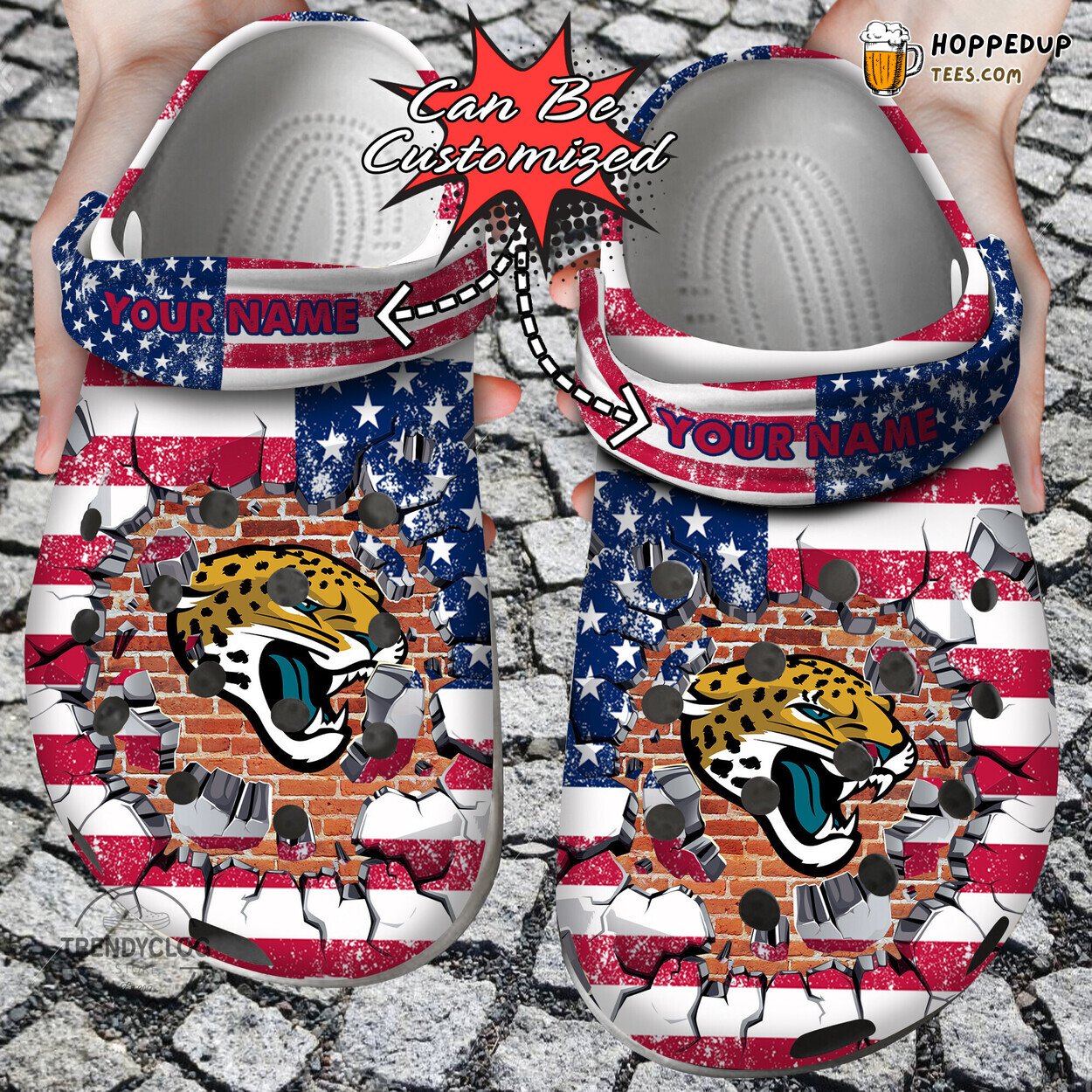 Football JJaguars Flag Wall Breaking Personalized Comfortable Clogs