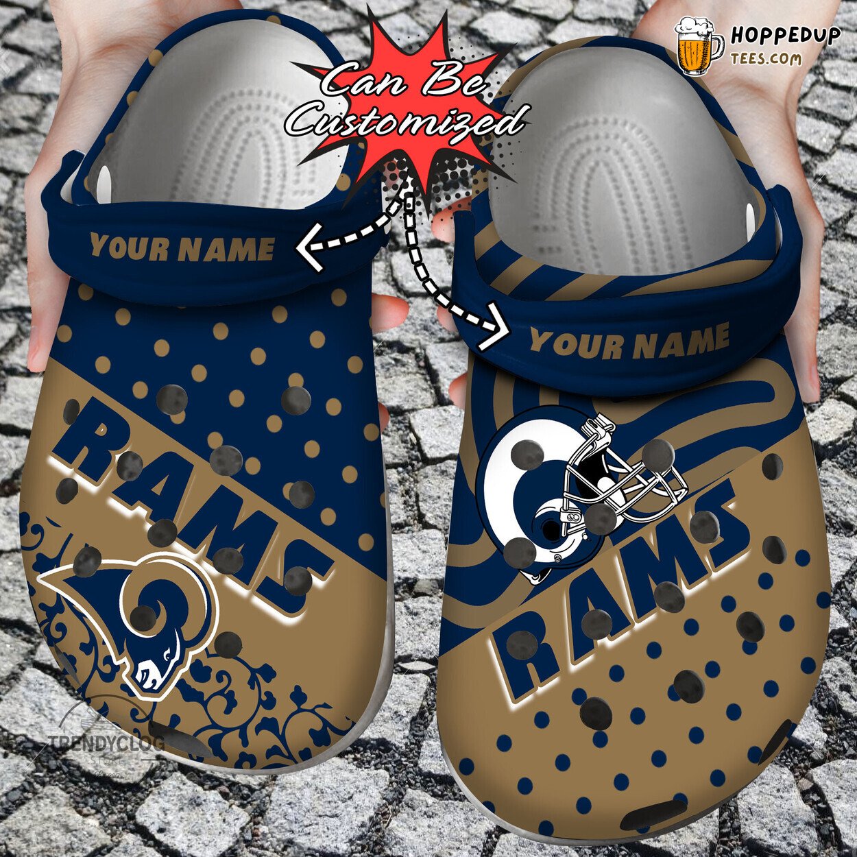 Football LA Rams Polka Dots Custom Colorful Clog Shoes Comfortable Design