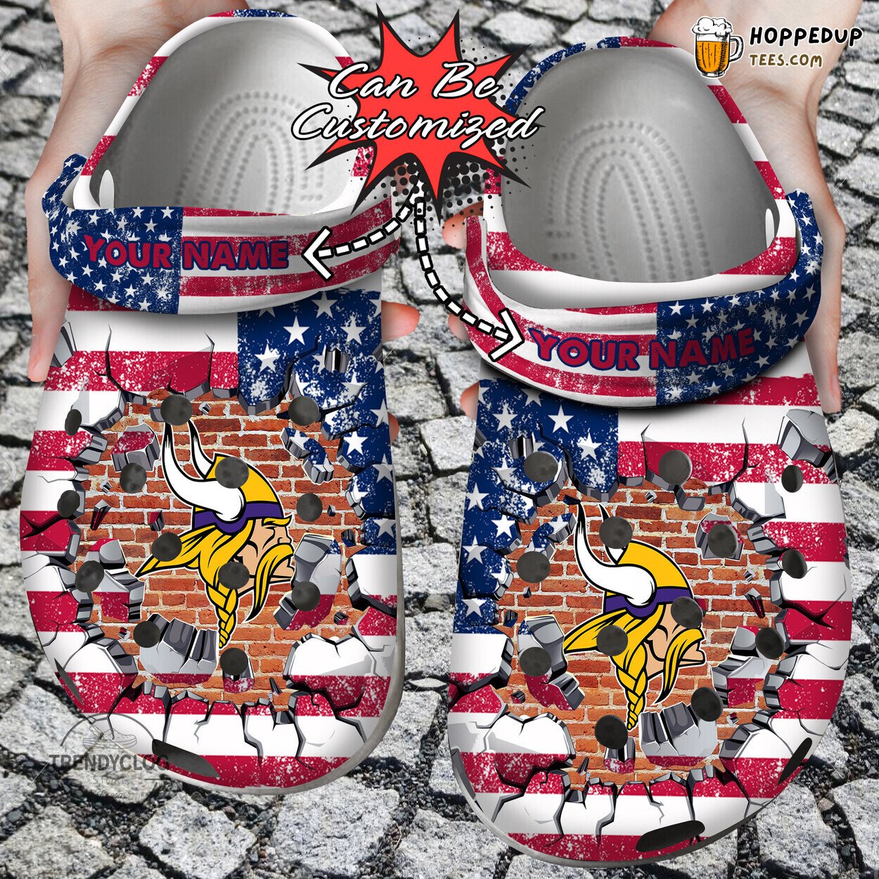 Football MVikings Flag Wall Breaking Personalized Comfortable Clogs