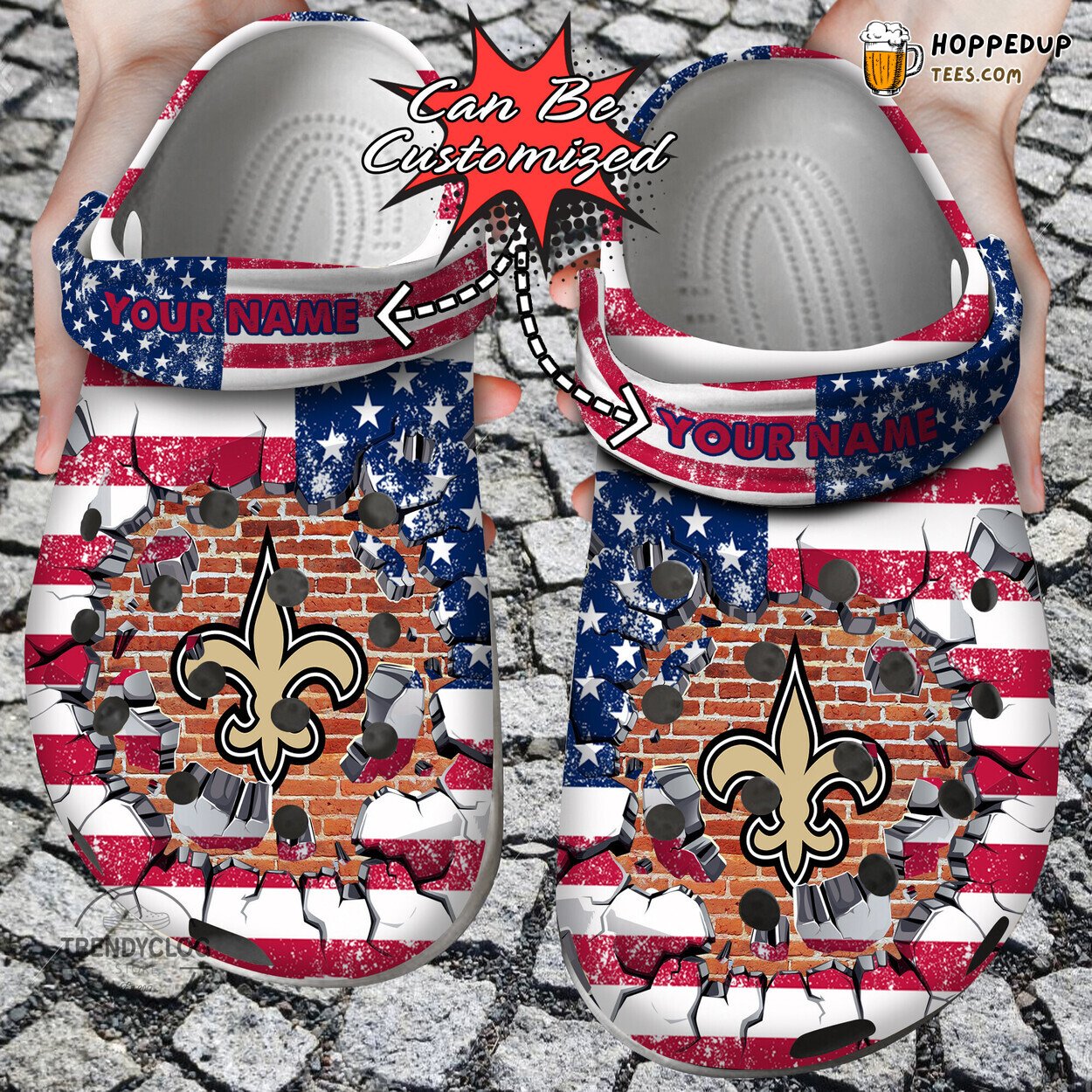Football NO Saints Flag Wall Breaking Personalized Comfortable Clogs