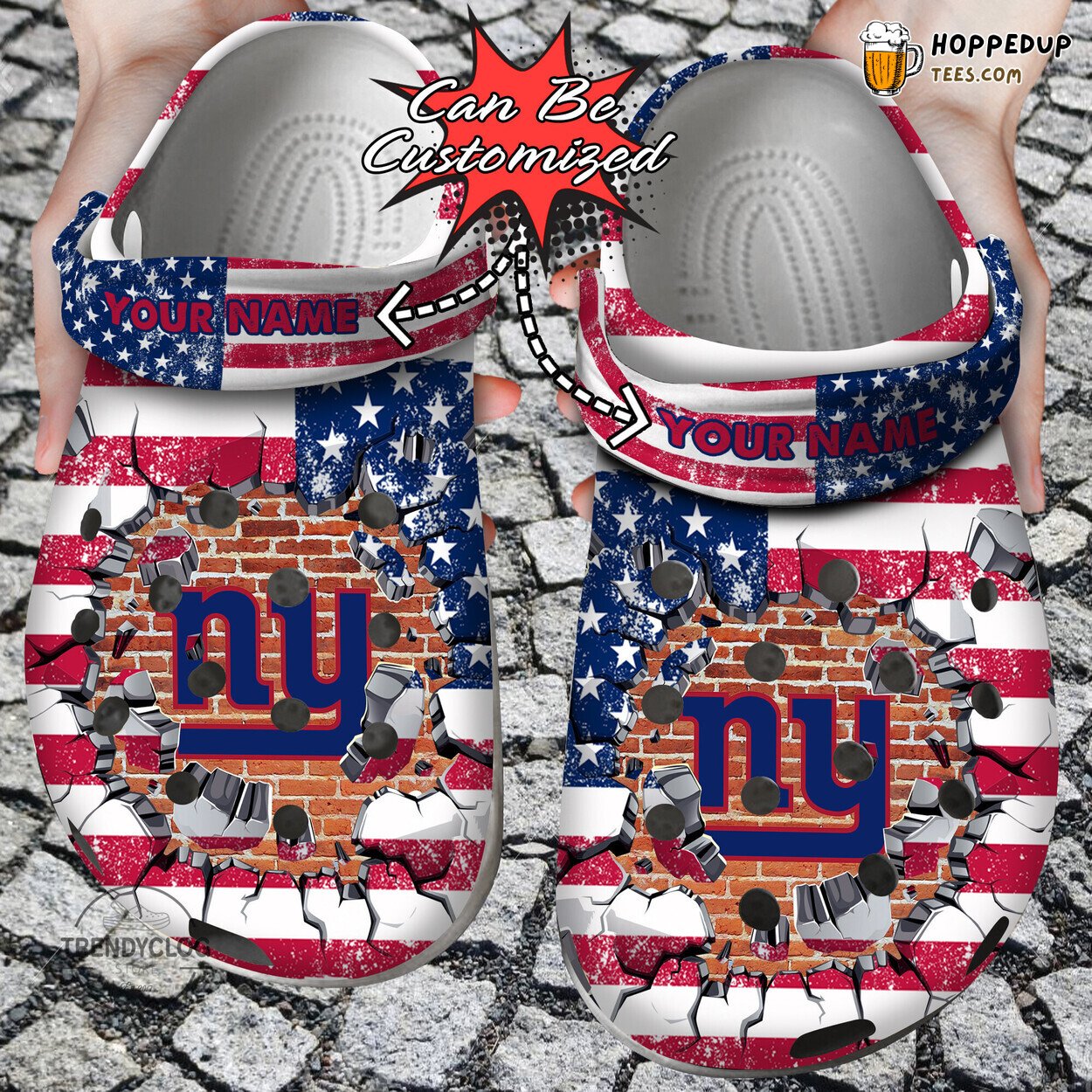 Football NY Giants American Flag Wall Break Clog Shoes