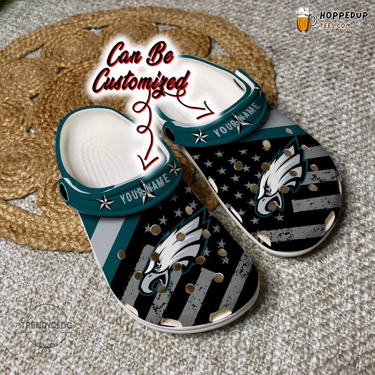 Football PEagles American Flag Personalized Comfortable Clog Shoes
