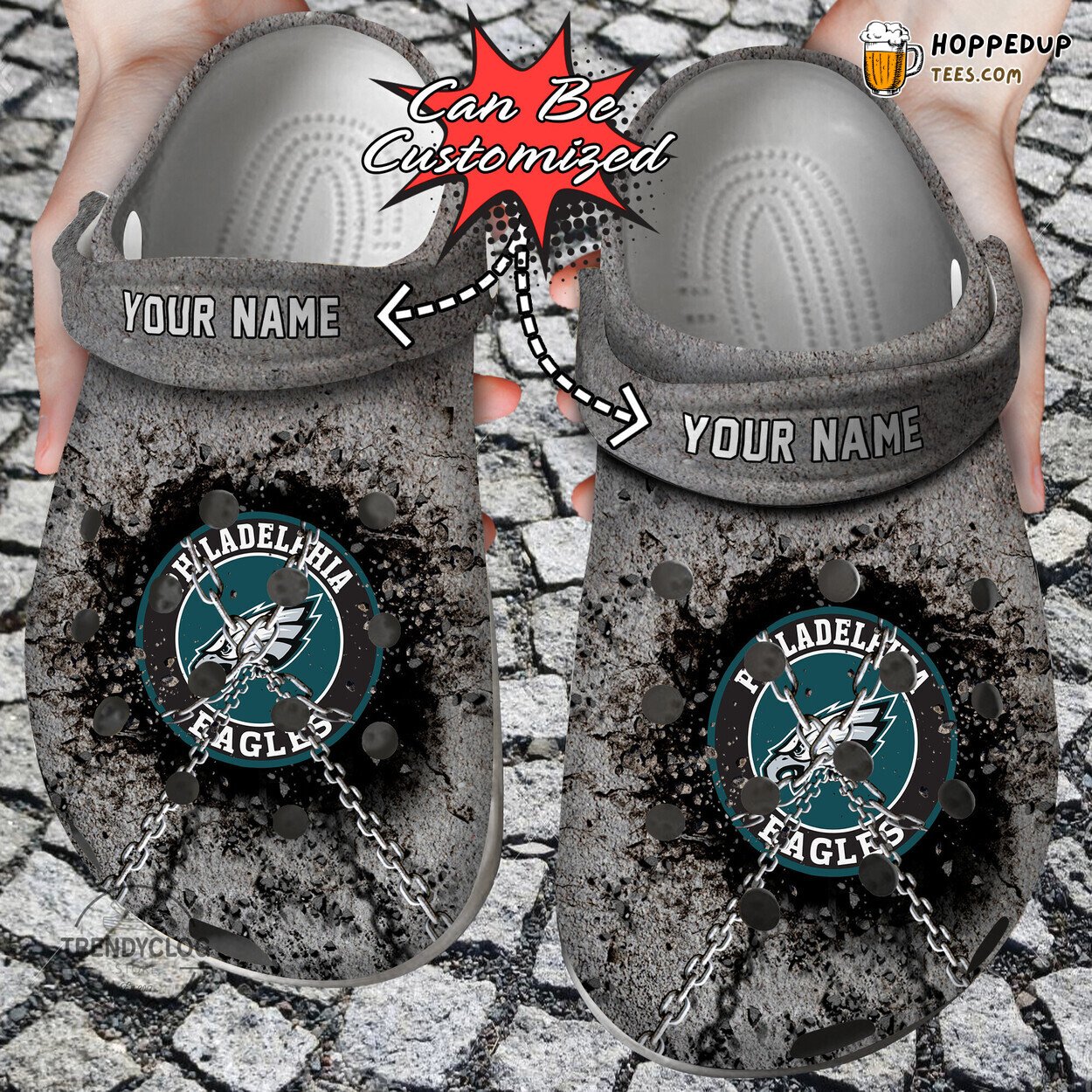Football PEagles Chain Wall Breaking Personalized Comfortable Clogs