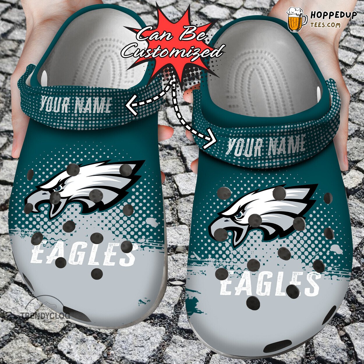 Football PEagles Half Tone Drip Flannel Personalized Clog Shoes