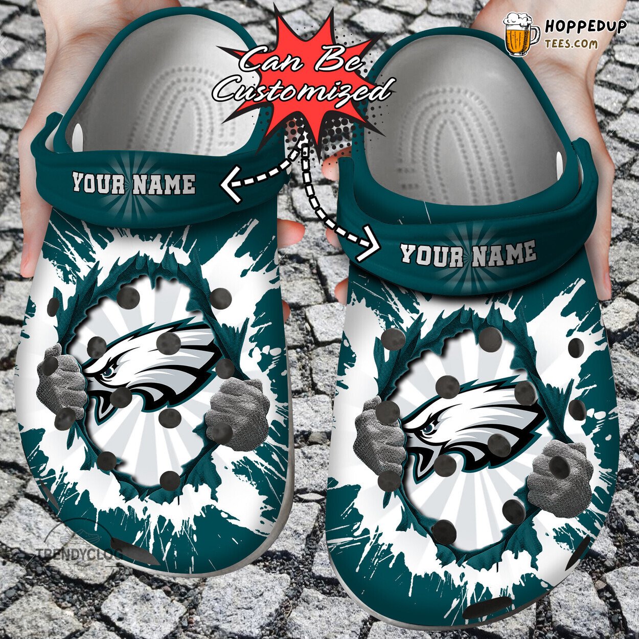 Football PEagles Hands Ripping Light Personalized Clog Shoes Unique