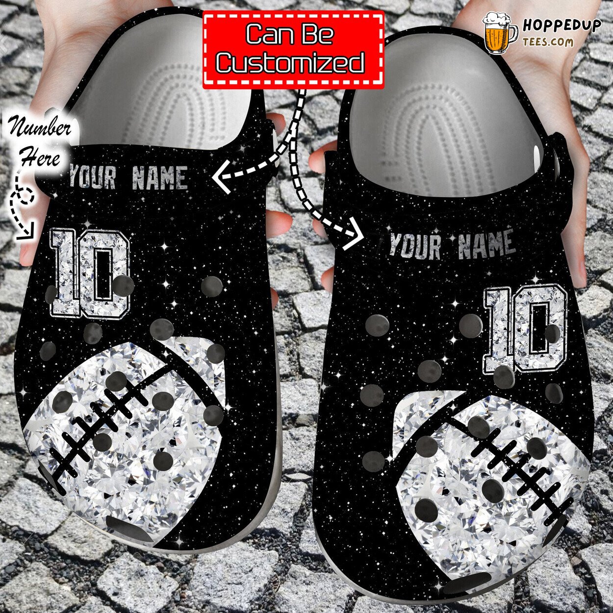 Football Personalized Ball Diamond Sport Themed Comfortable Clogs