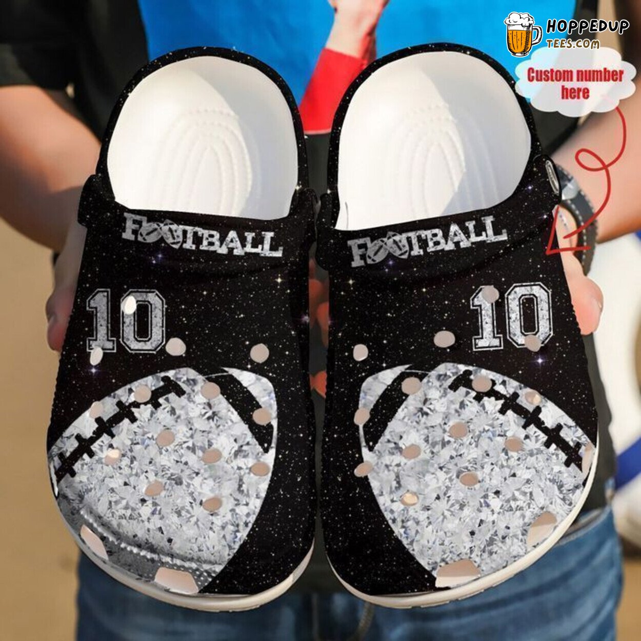 Football Personalized Ball Diamond Theme Comfortable Clog Shoes Unique Gift