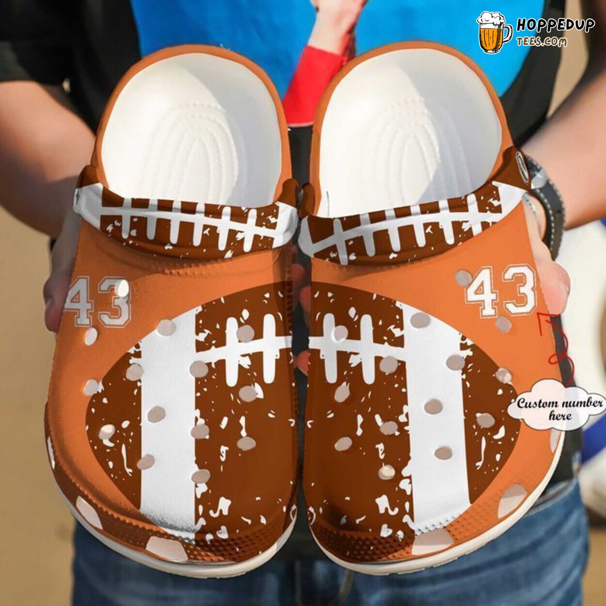 Football Personalized Ball V Theme Comfortable Clogs Shoes Unique Sports