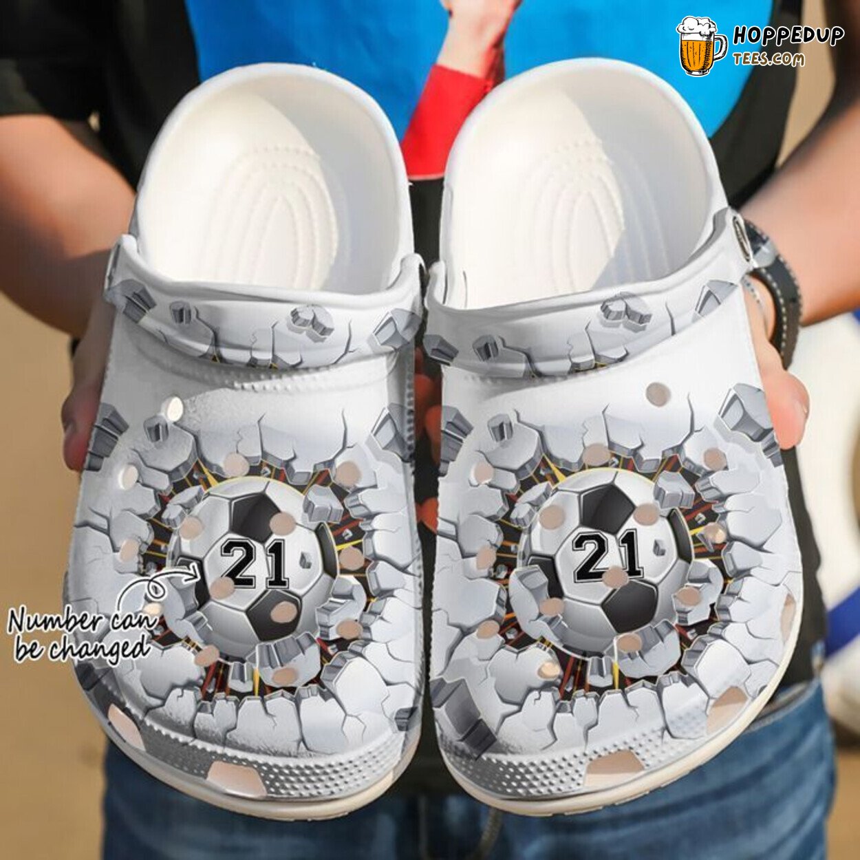 Football Personalized Crack Themed Classic Comfortable Clogs Shoes