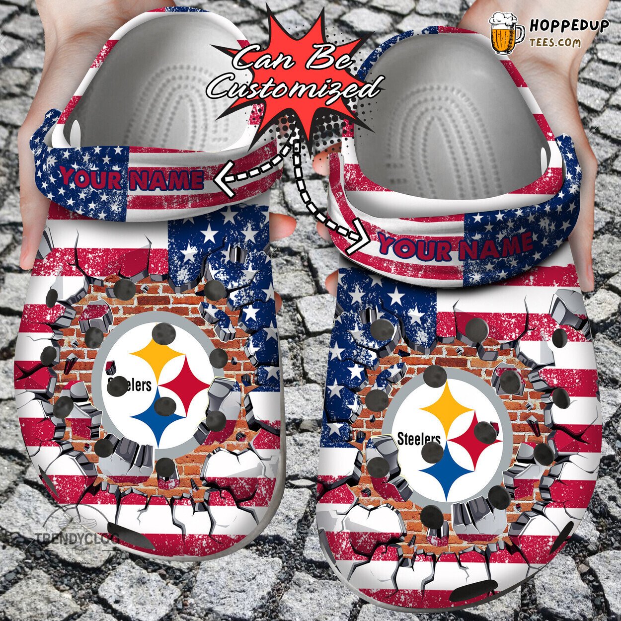 Football PSteelers Flag Wall Breaking Personalized Comfortable Clogs