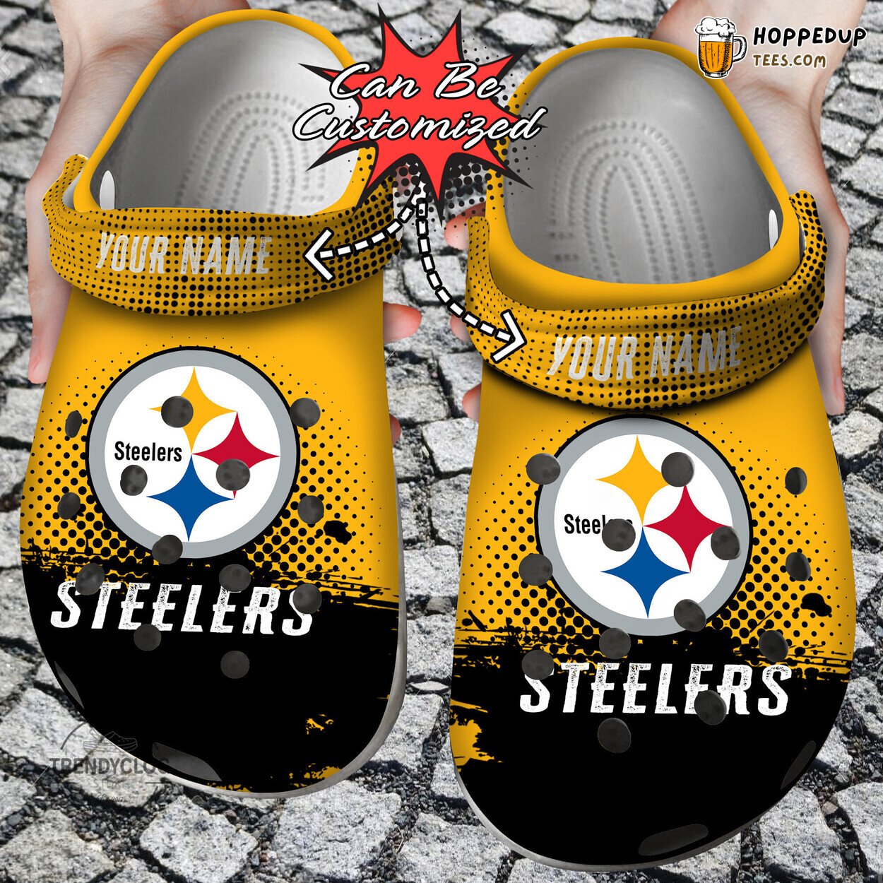Football PSteelers Half Tone Drip Flannel Personalized Clog Shoes