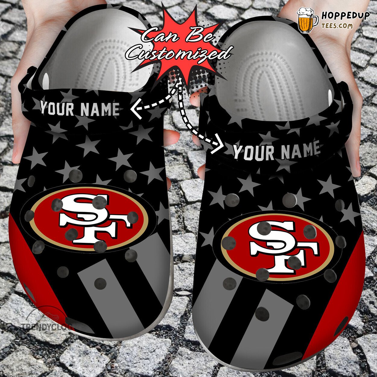 Football SF49 Star Flag Personalized Unique Comfortable Clog Shoes