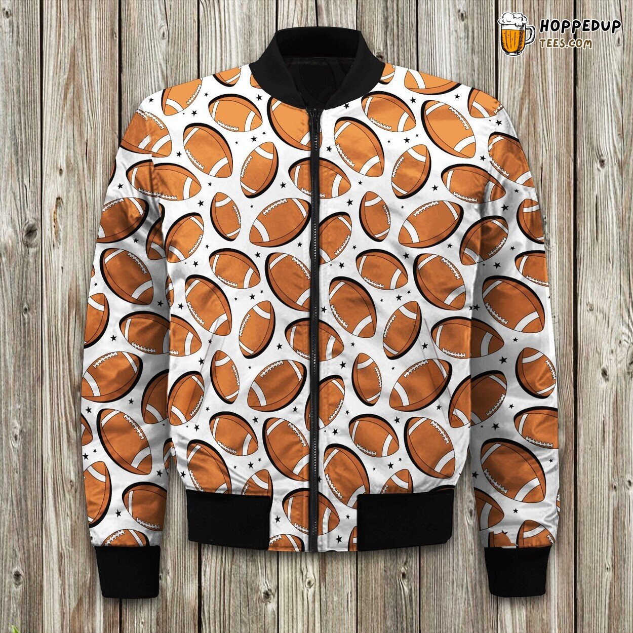 Football Sports Equipment Colorful Overlapping Bomber Jacket