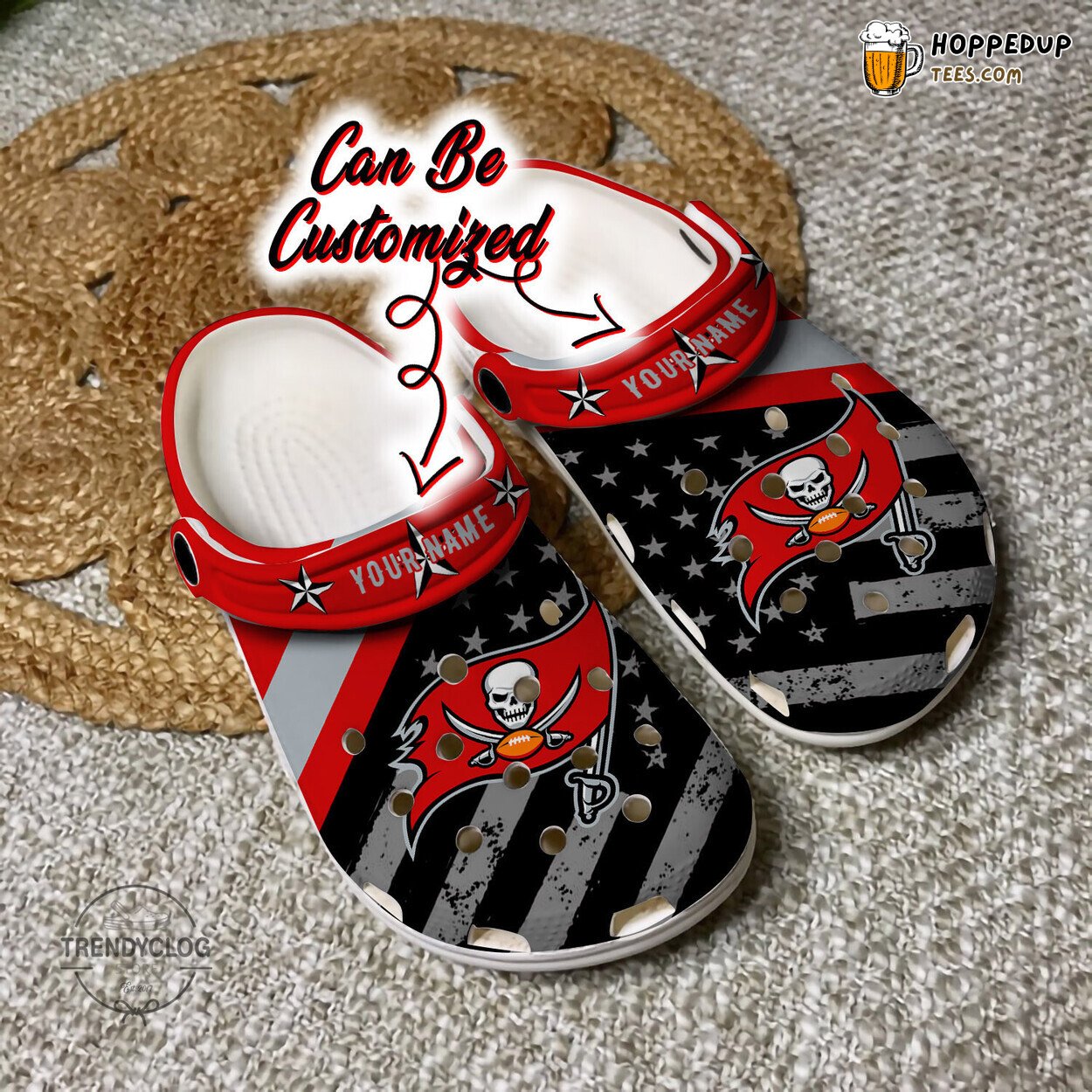 Football TB Buccaneers American Flag Personalized Clog Shoes