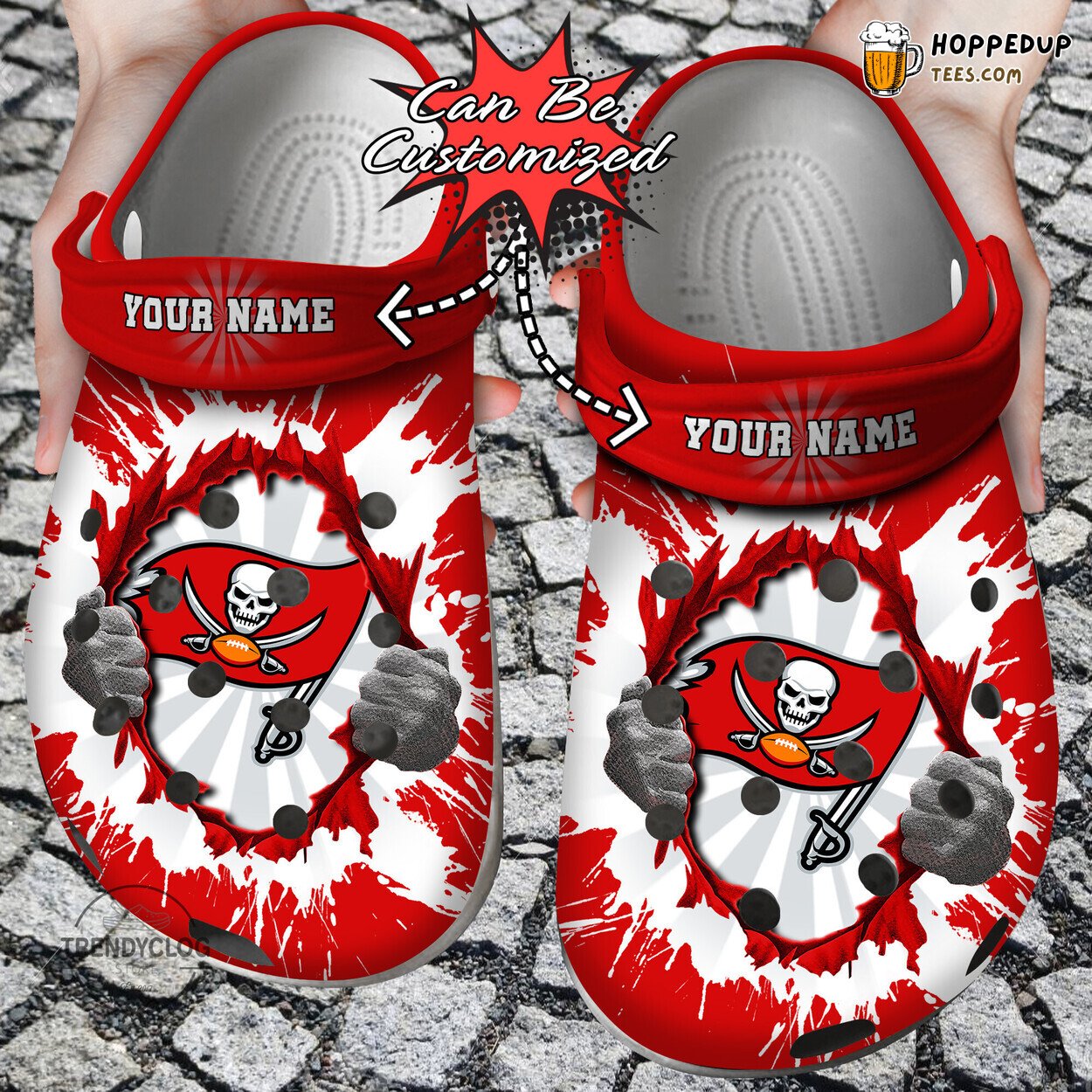Football TB Buccaneers Hands Ripping Light Personalized Clog Shoes