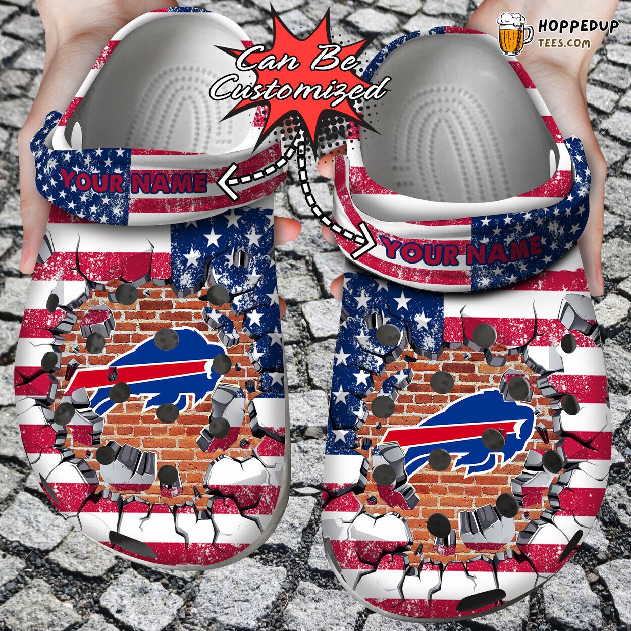Football Team American Flag Wall Breaking Personalized Clog Shoes