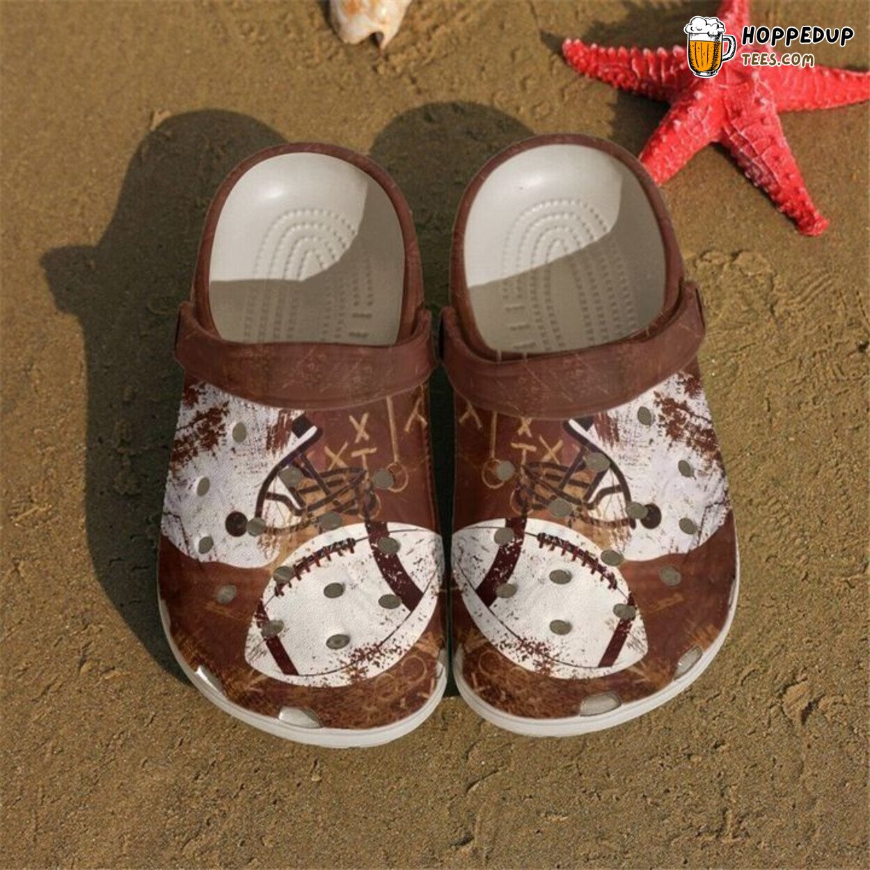 Football Vintage Themed Comfortable Clog Shoes Unique Sports Enthusiast Style