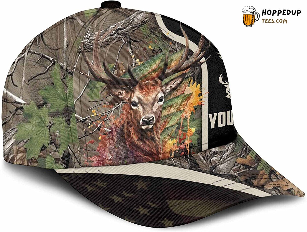 Forest Camo Deer Hunting Personalized Cap Men’s Unique Design