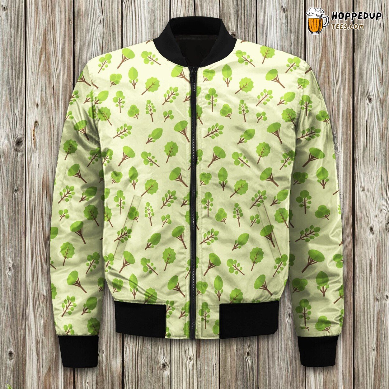 Forest Leave In Light Green Bomber Jacket