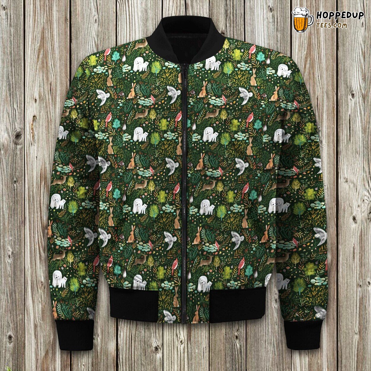 Forest Wildlife Animals Medium Winter Bomber Jacket Design Elite Warm