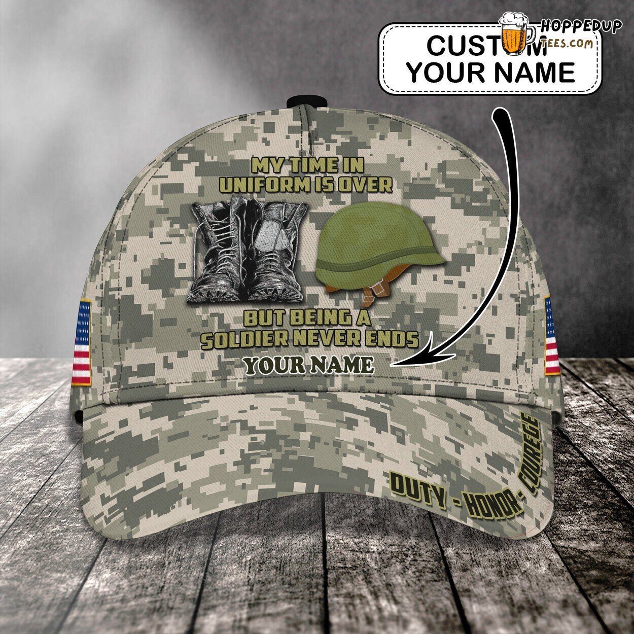 Forever in Duty 3D Classic Cap Soldier Tribute II Personalized Unique Fit