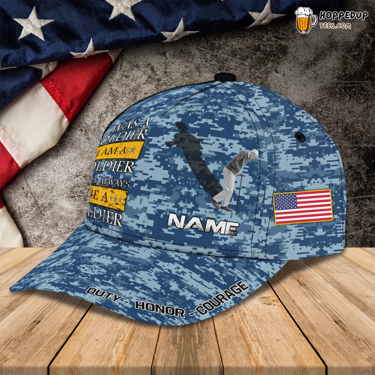Forever in Service 3D Classic Cap Soldier Tribute Personalized Unique Fit
