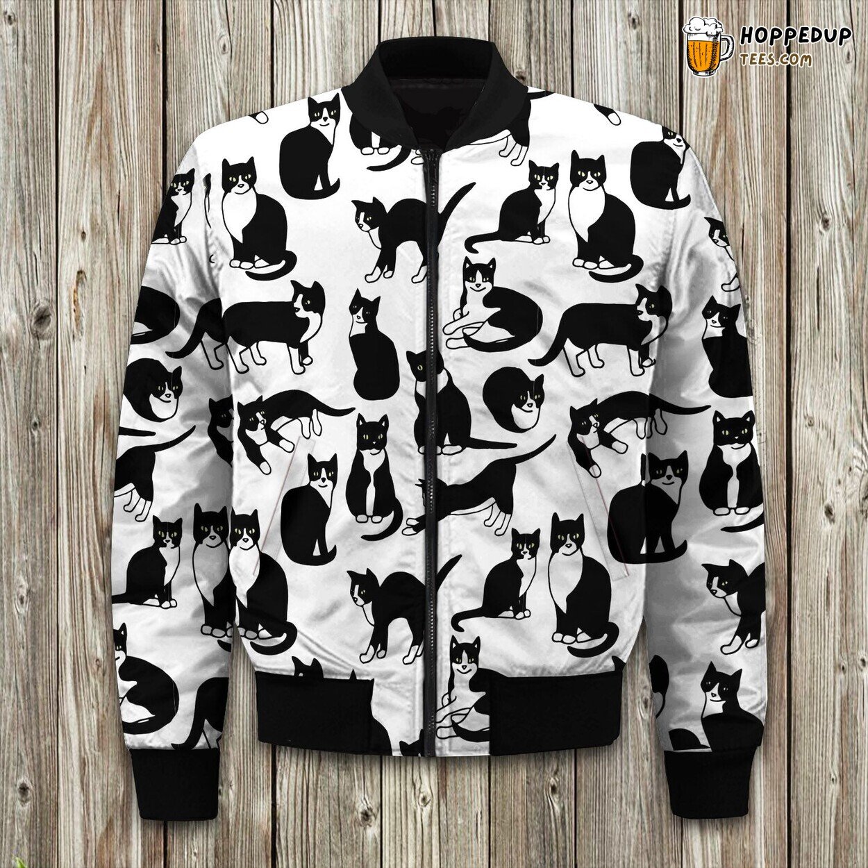 Formal Cat Tuxedo Bomber Winter Jacket Elegant Design Feline Fashion Wear