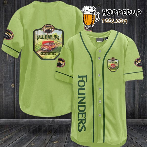 Founders Brewing Pea Inspired Baseball Jersey Distinctive Design Look