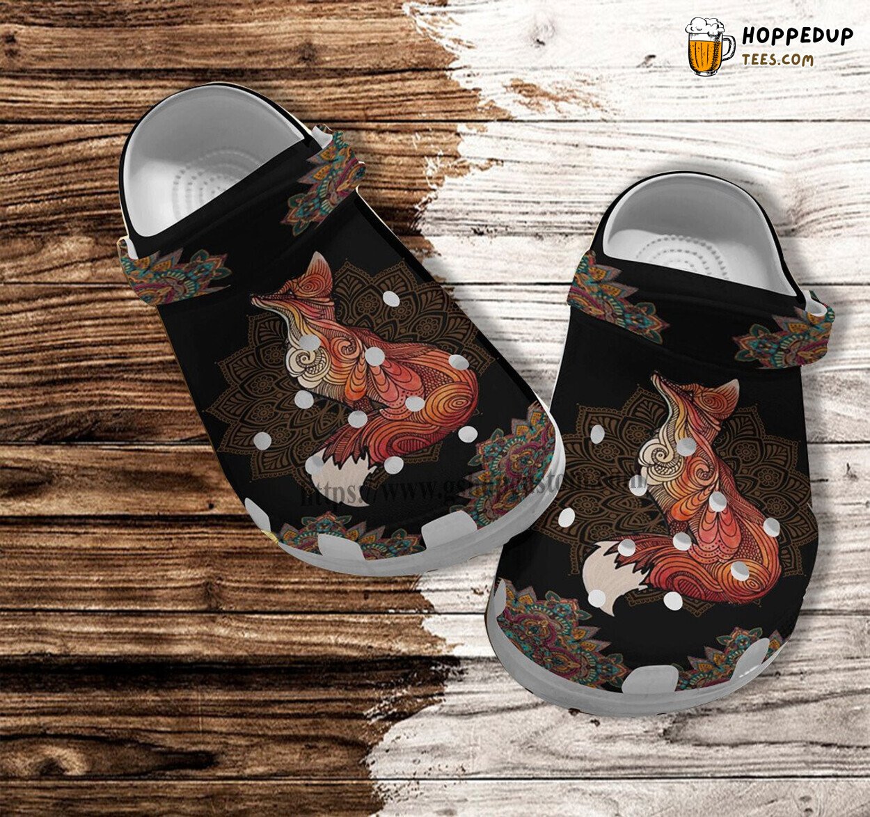 Fox Boho Art Croc Shoes Grandma Fox Girl Lover Gift