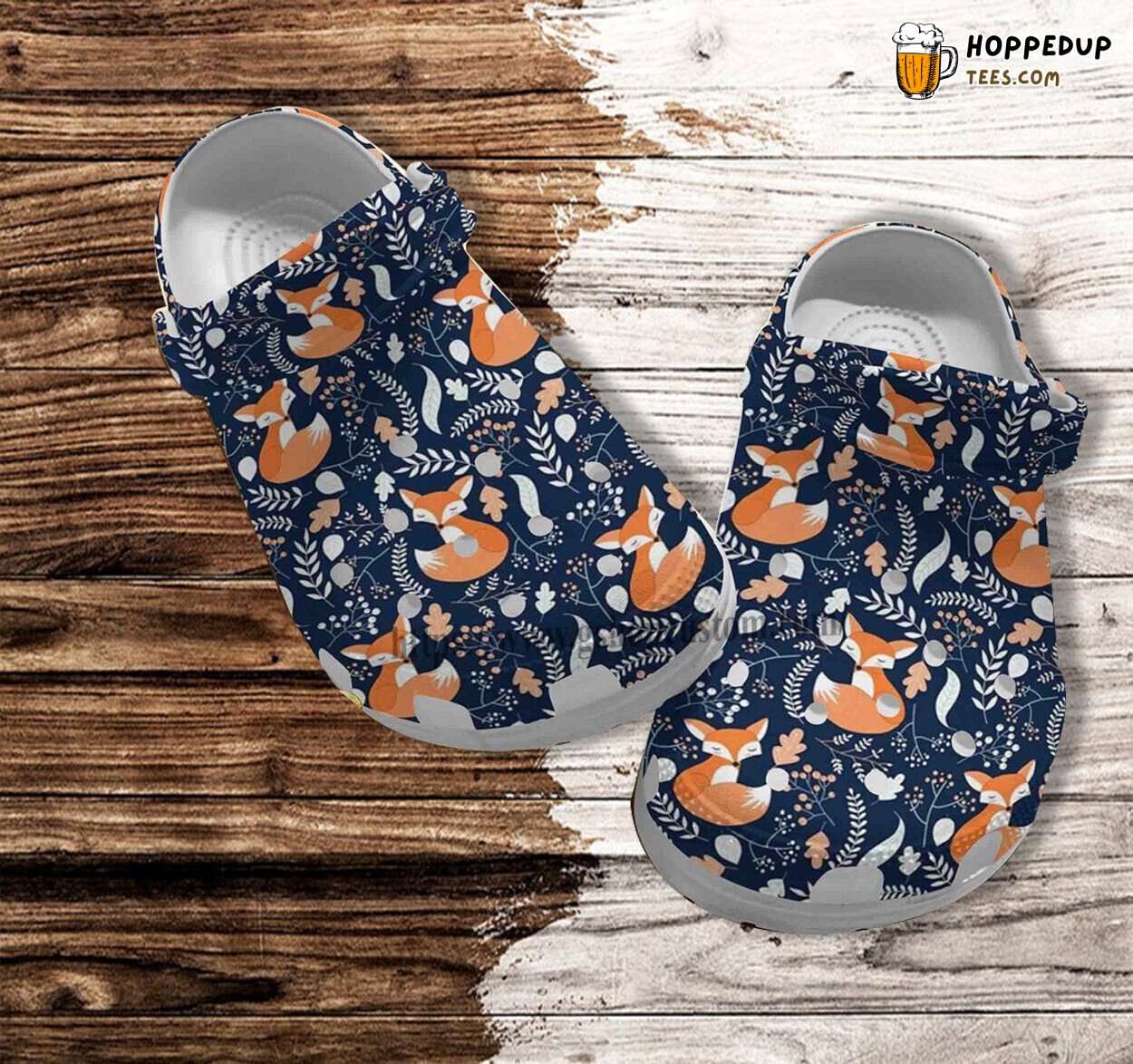Fox Boho Floral Cute Pattern Navy Croc Gift Grandaughter Fox Design