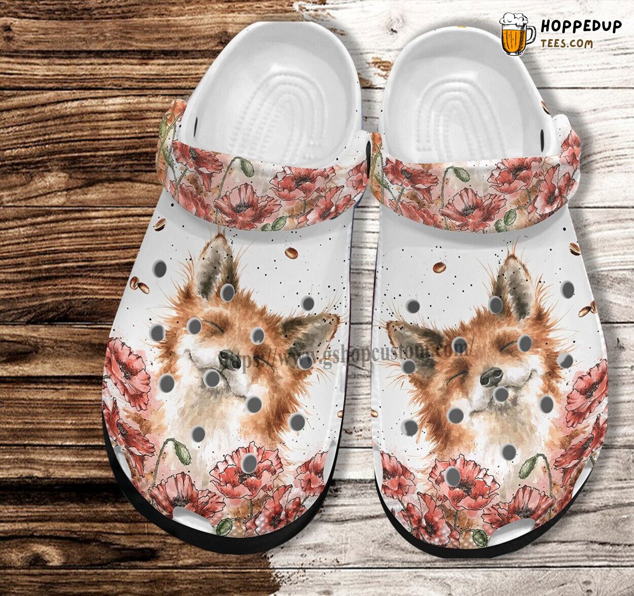 Fox Flower Vintage Grandma Fox Lover Stylish Women Clog Shoes