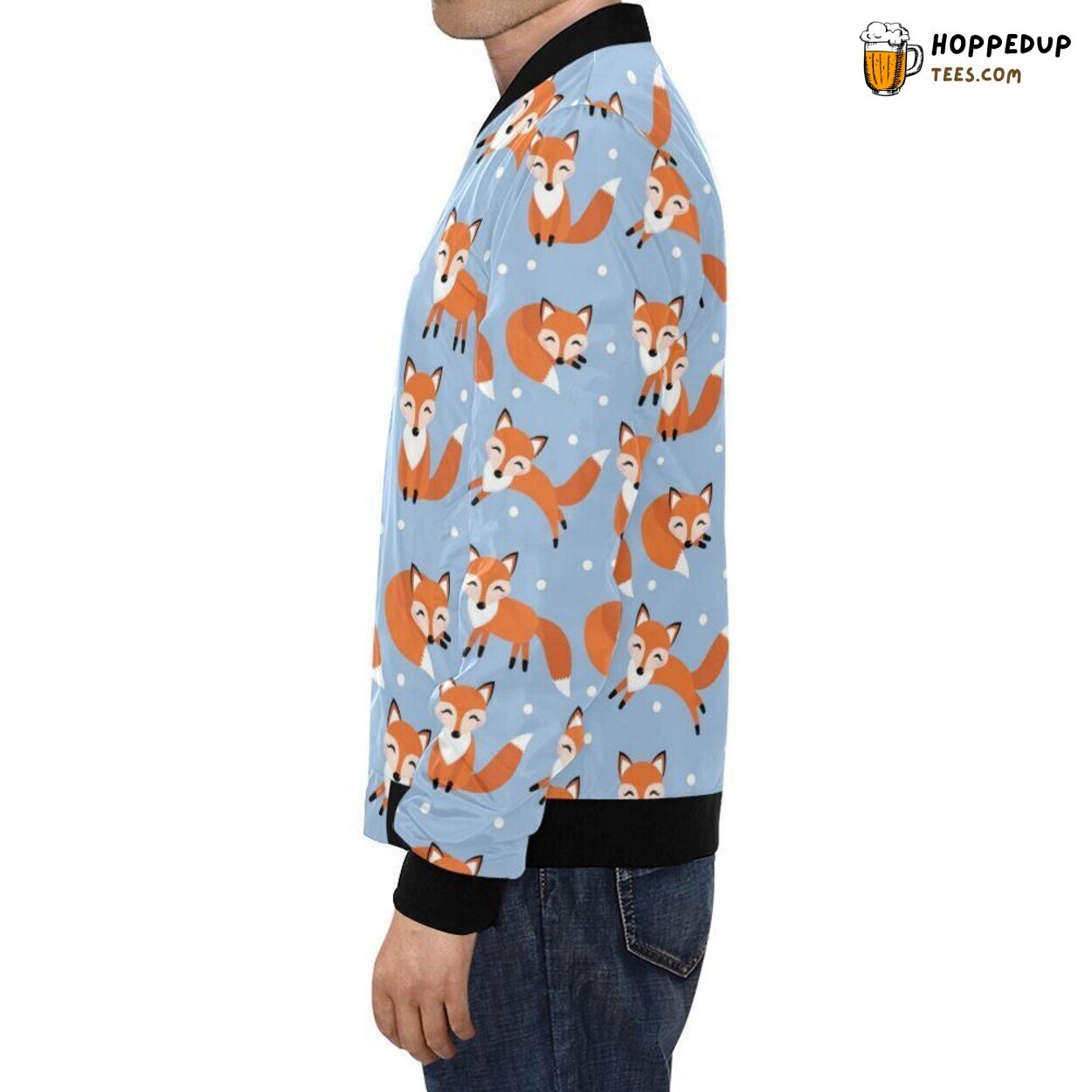 Fox Snow Themed Pattern Men’s Bomber Jacket Unique Distinctive Design