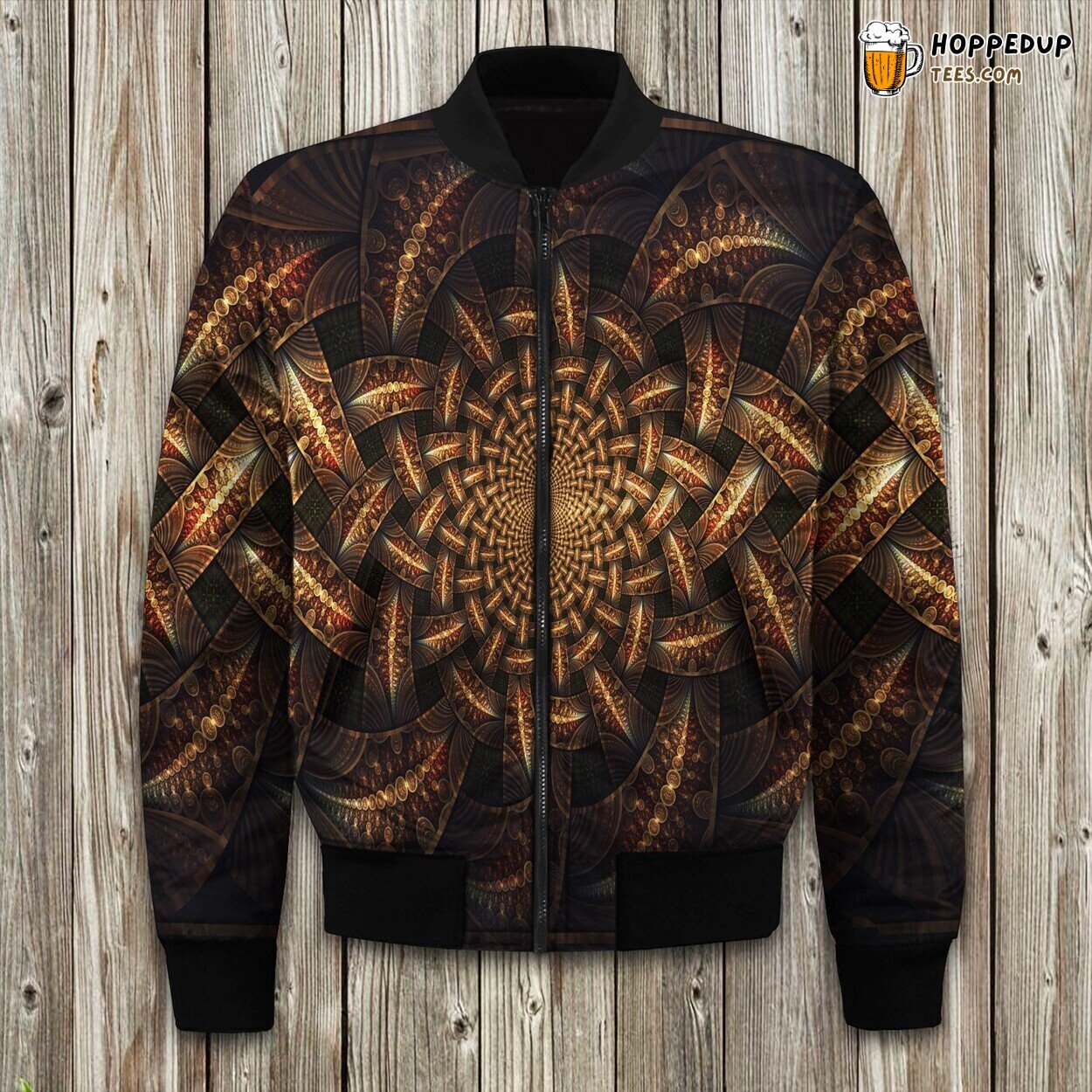 Fractal Gold Light Bomber Jacket