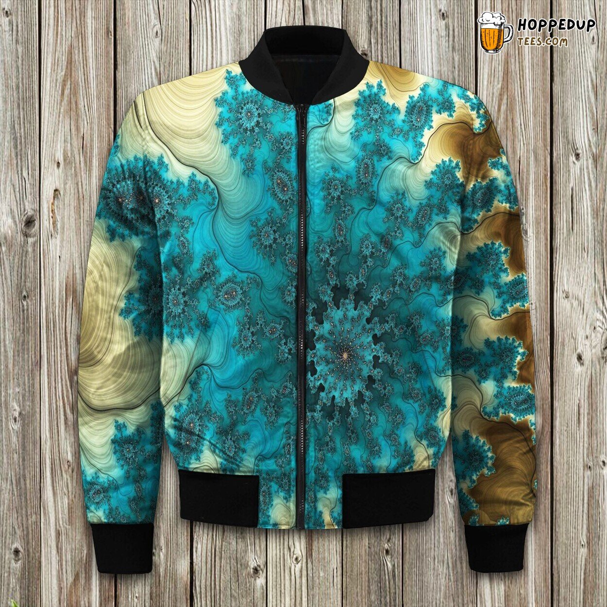 Fractal Lover Theme Elegantly Elevates Bomber Jacket Winter Fit