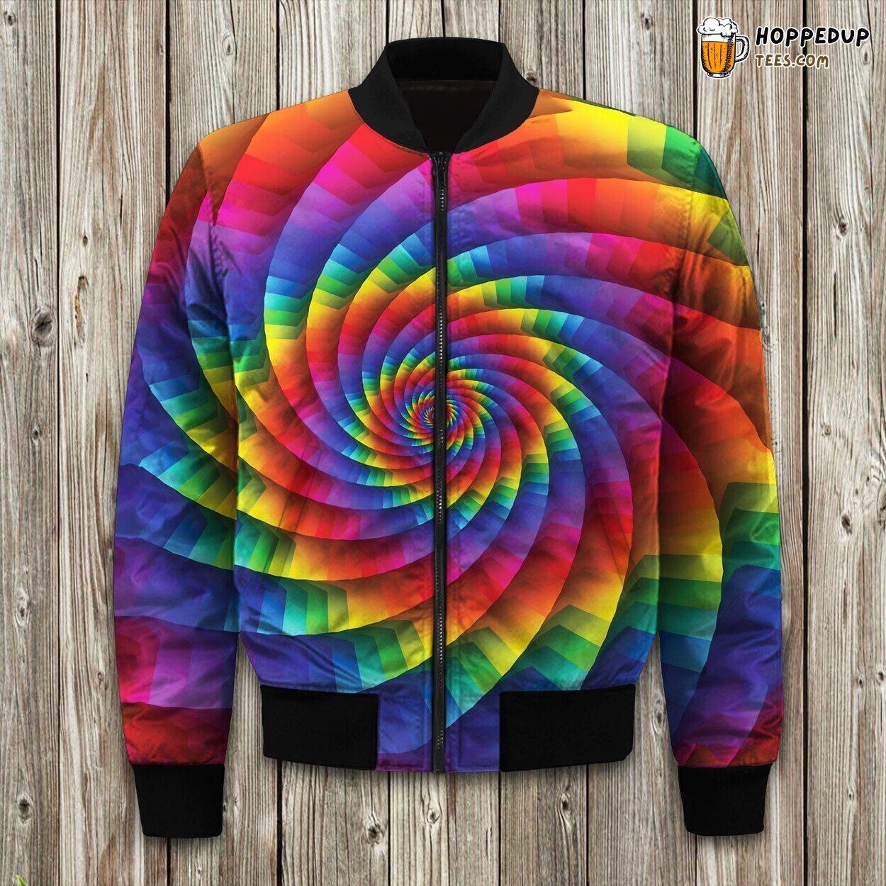 Fractal Tie Dye Art Winter Bomber Jacket Psychedelic Artistic Fashion