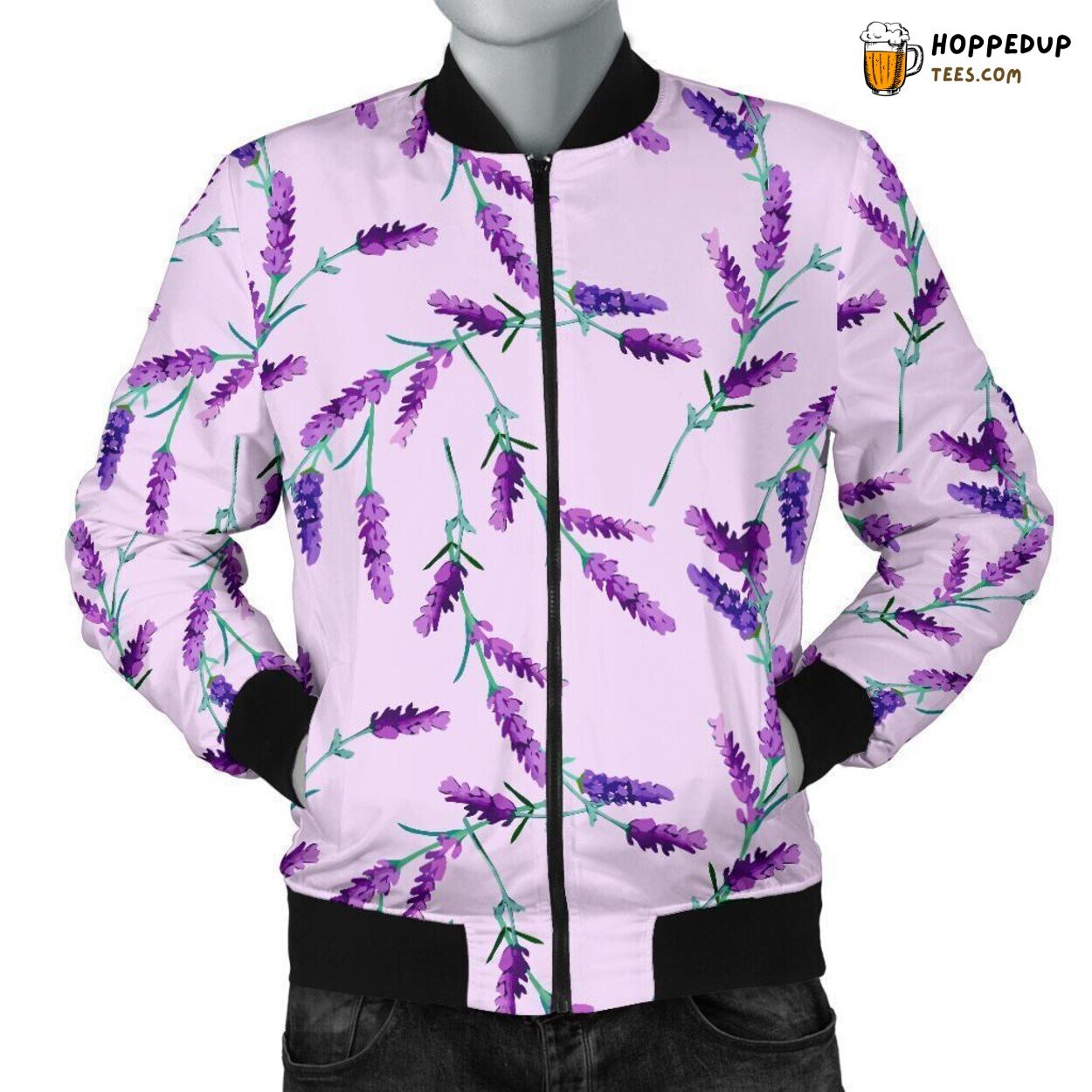 Fragrant Lavender Floral Tribute Men’s Bomber Jacket Unique Pattern Display