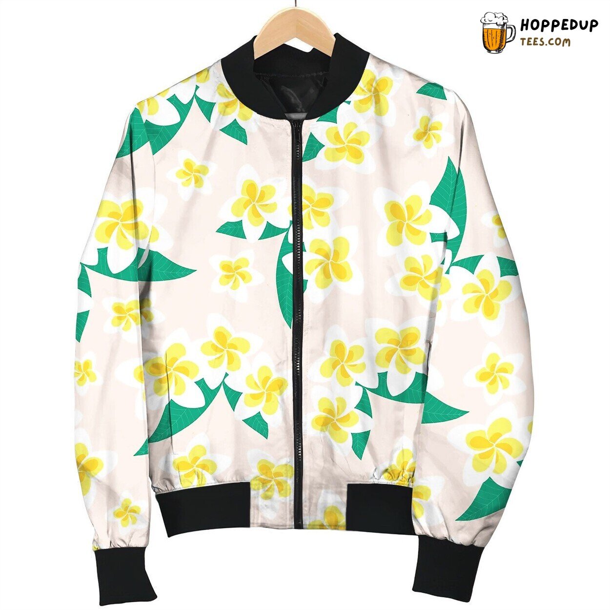 Frangipani Flower Seamless Pattern Bomber Jacket