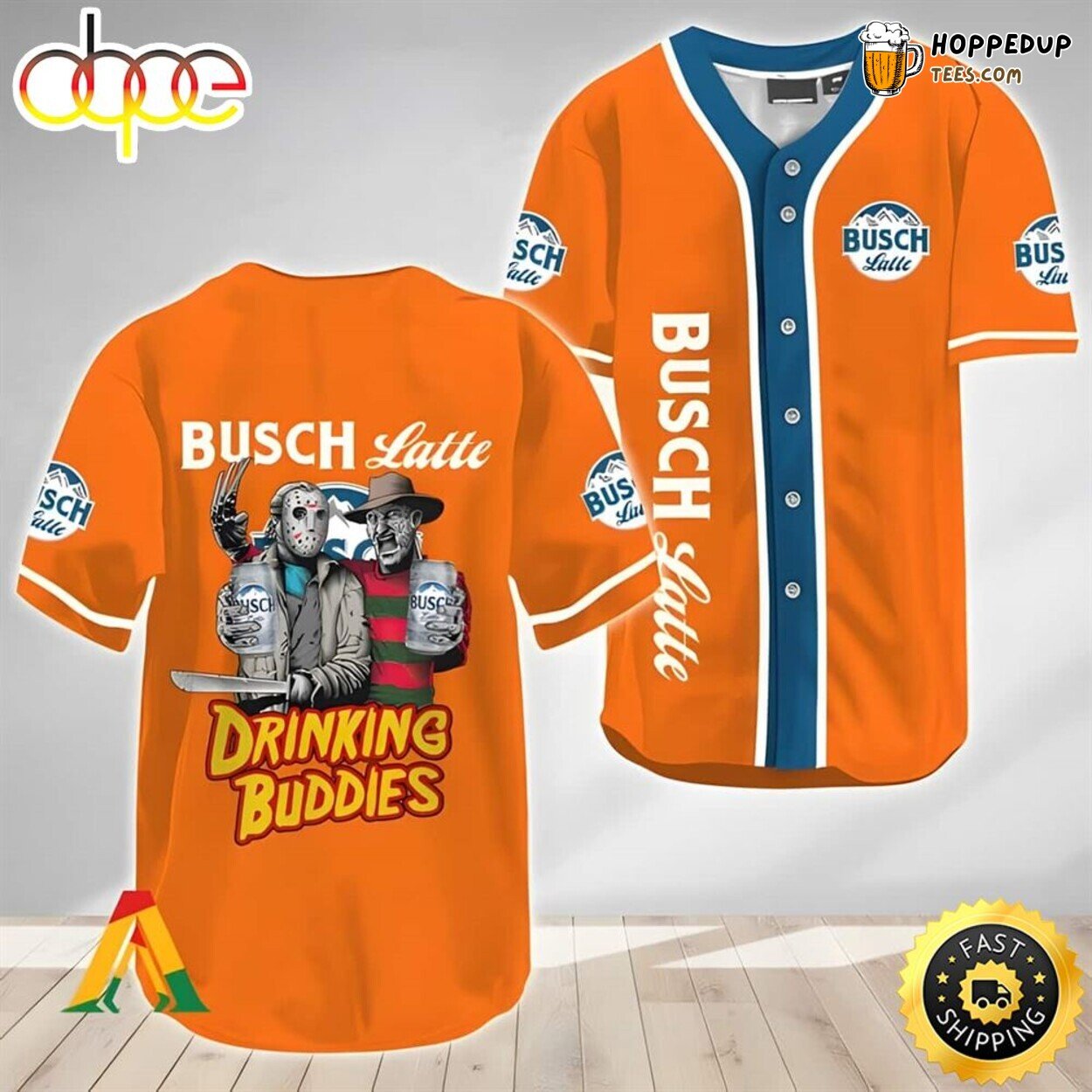 Freddy Jason Busch Latte Themed Baseball Jersey Beer Aficionado Choice