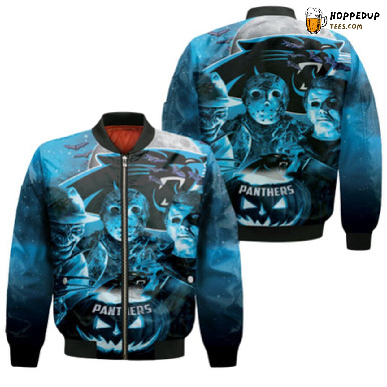 Freddy Jason Myers Carolina Panthers Pumpkin 3D Bomber Jacket Design