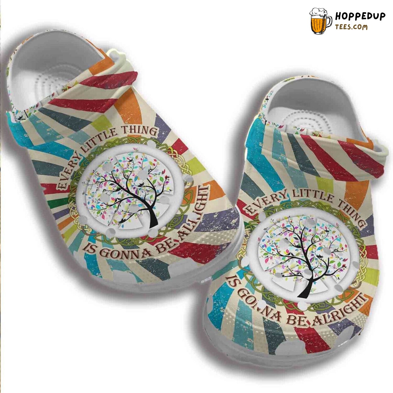 Free Tree Hippie Everything Gonna Be Alright Rubber Clog Shoes Comfy Gift