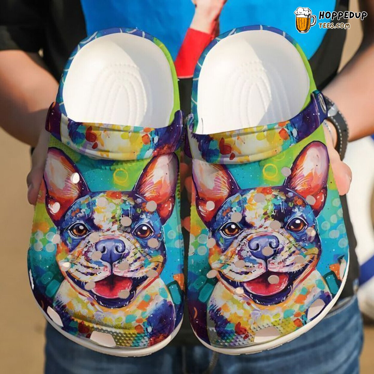 French Bull Dog Colorful Theme Classic Comfortable Clogs Shoes Unique