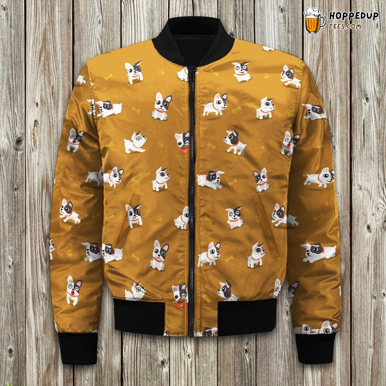 French Bulldog Cartoon Pattern Bomber Jacket