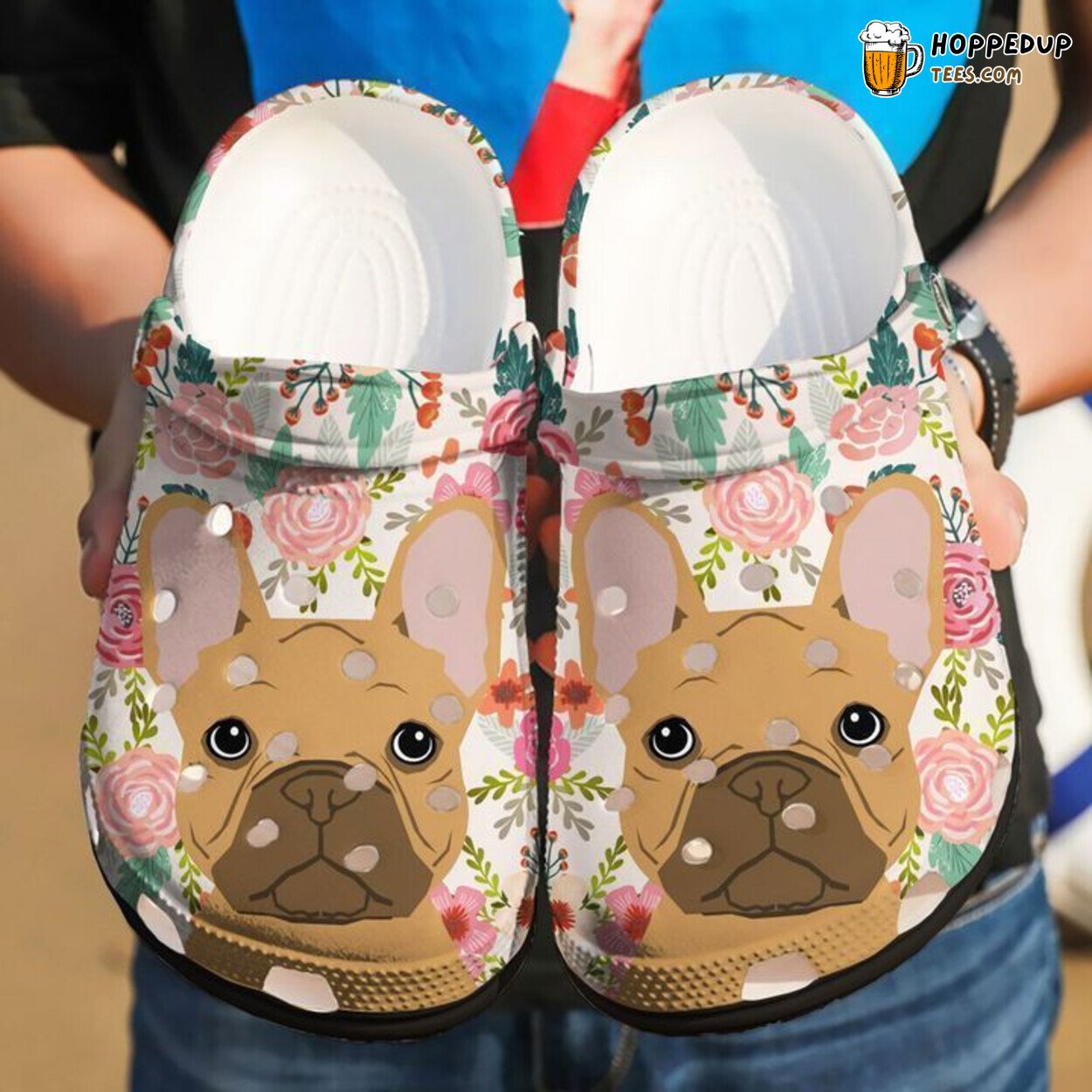 French Bulldog Floral Vibe Stylish Comfortable Clog Shoes Unique