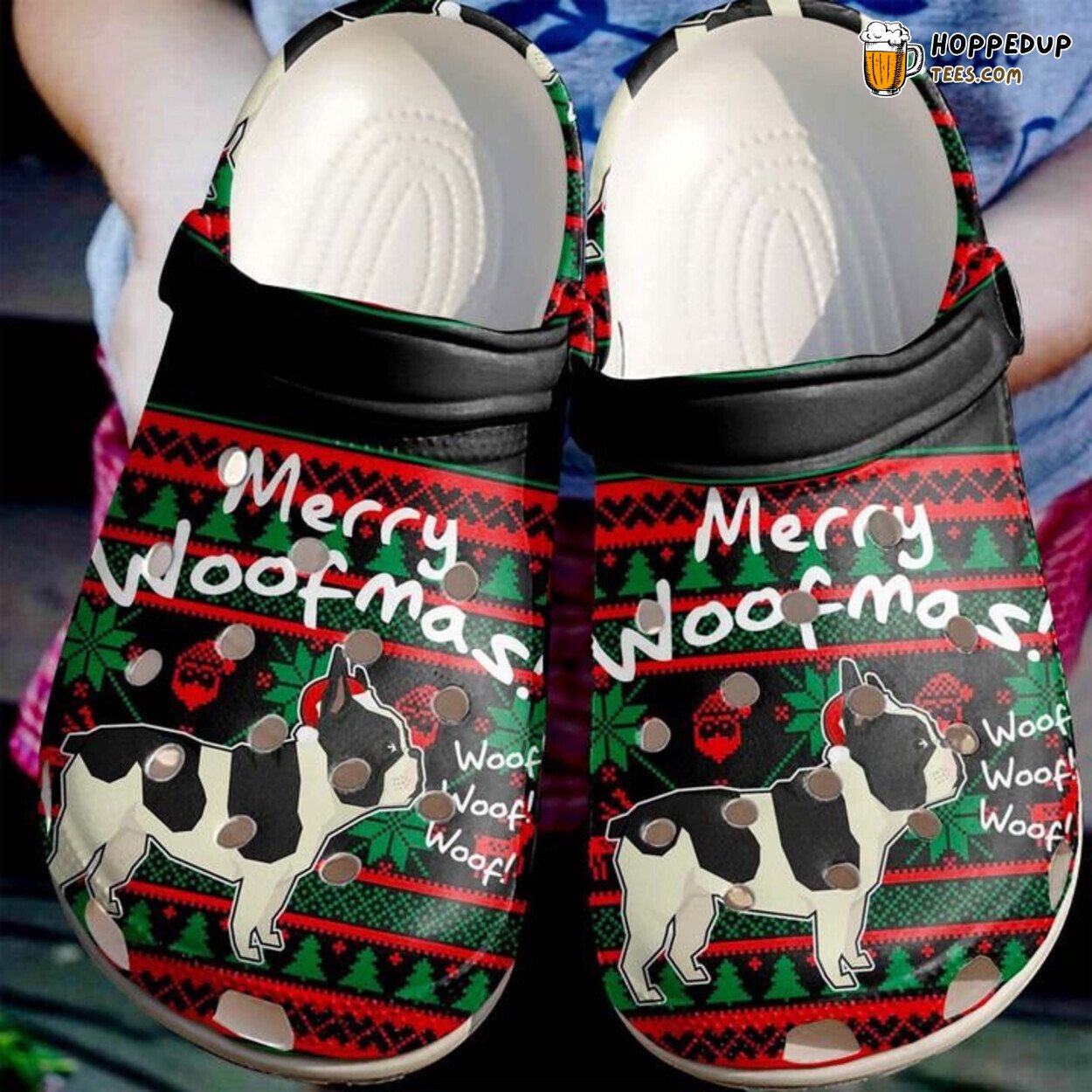 French Bulldog Merry Woofmas Theme Comfortable Clogs Canine Shoes