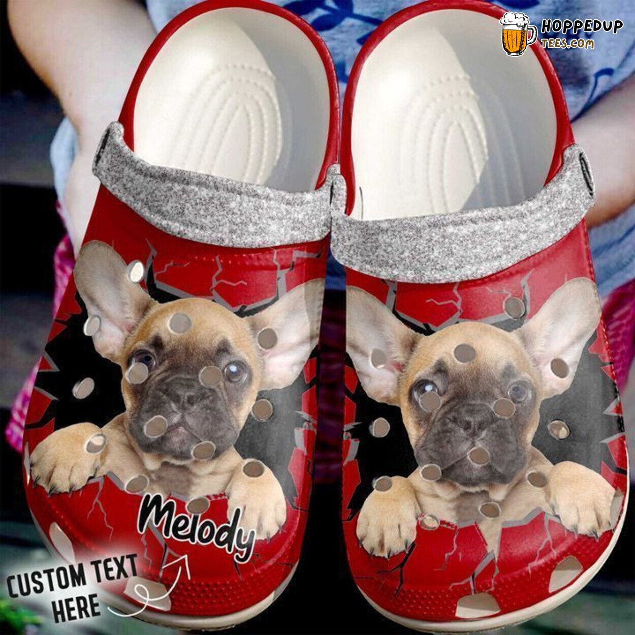 French Bulldog Personalized Crack Wall Frenchie Clogs Comfortable Shoes