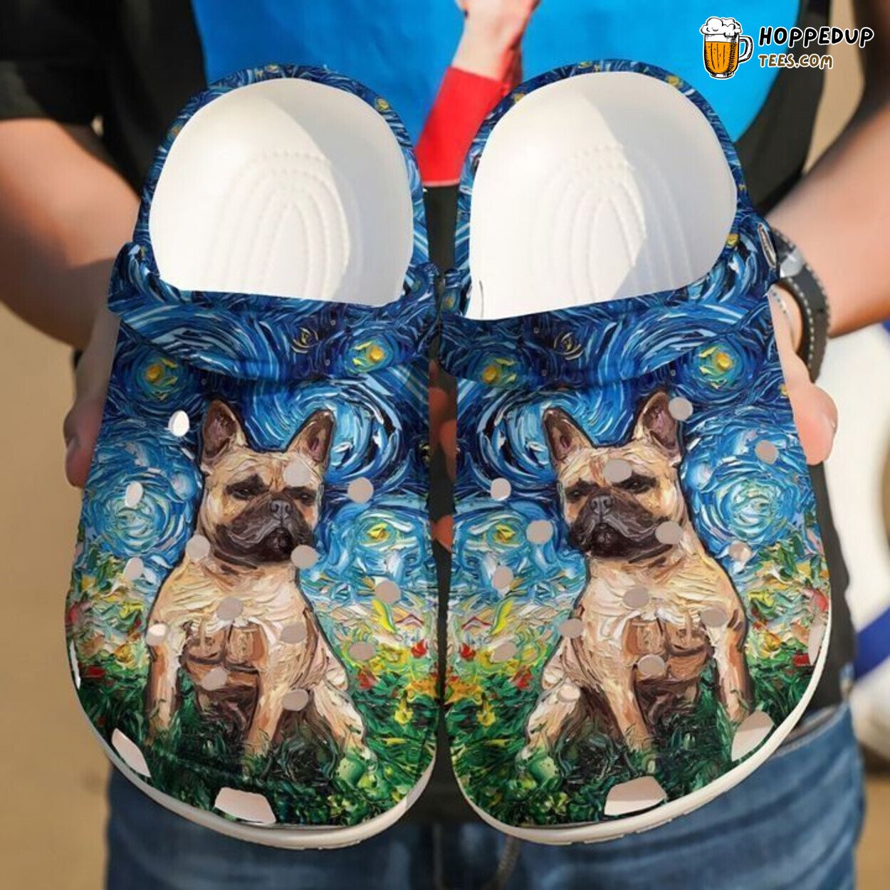 French Bulldog Starry Night Themed Comfortable Clogs Artistic Footwear
