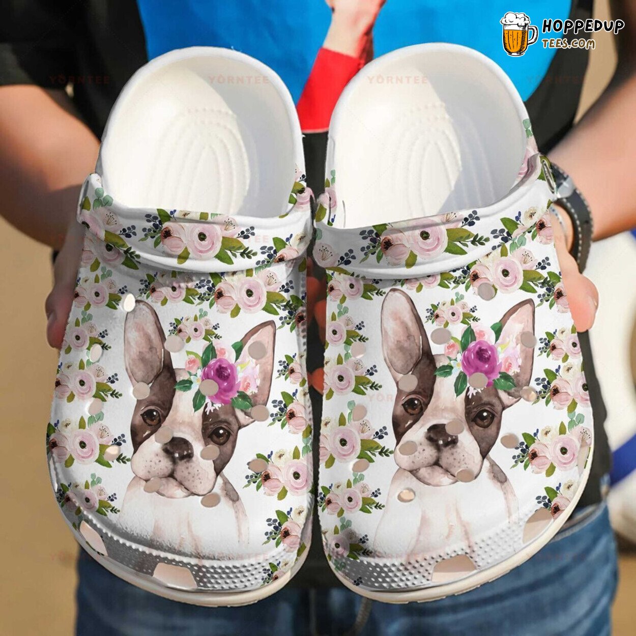 French Bulldog Sun Flower Lover Gift Comfortable Rubber Clog Shoes